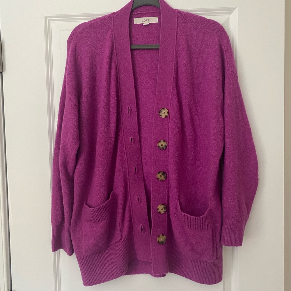 Loft oversized cardigan size small pink